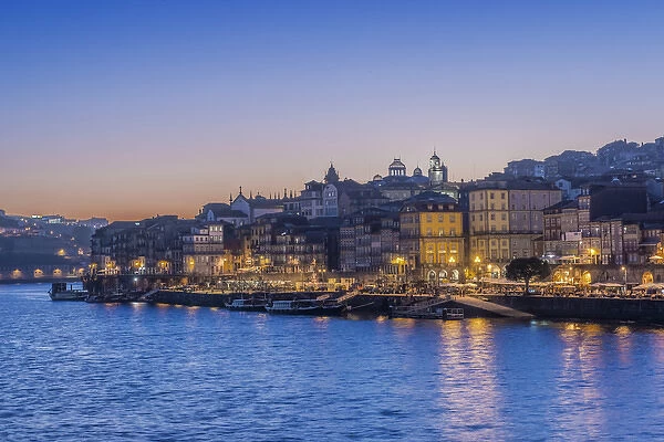 Portugal, Porto, Douro Waterfront at Sunset