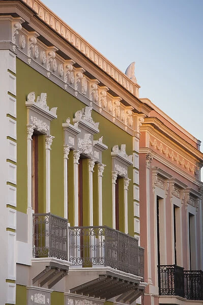 Puerto Rico, South Coast, Ponce, Christina Street, colonial-era building detail
