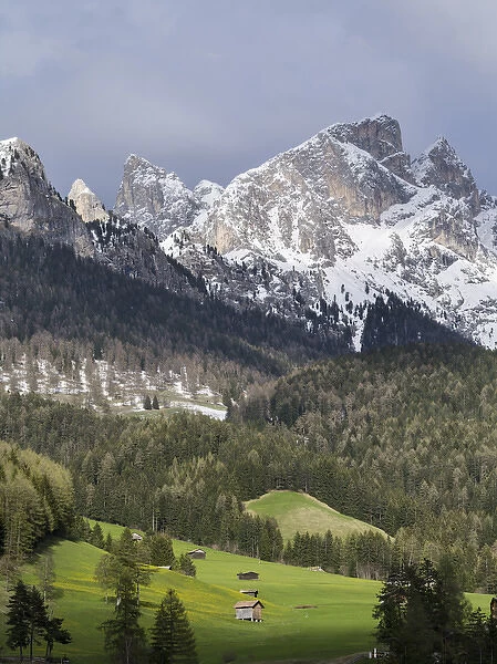 Rosengarten or Catinaccio mountain range in the dolomites of South Tyrol after a