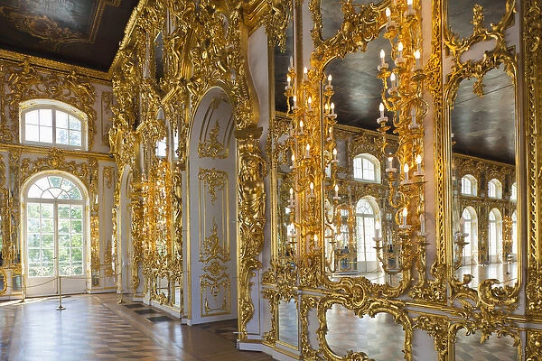 Russia, Saint Petersburg, Pushkin-Tsarskoye Selo, Catherine Palace, detail of the