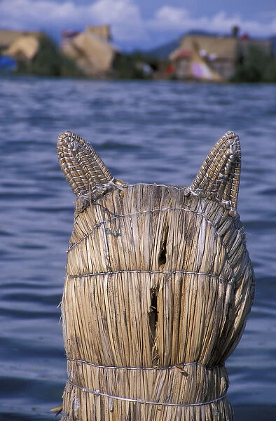 SA, Peru, Lake Titicaca, Uros Floating Islands Famous dragon boats made of reeds