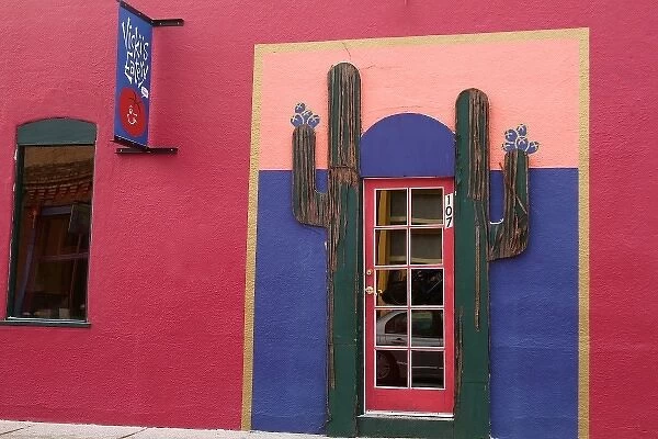 Silver City, New Mexico, United States. Side street with colorful store fronts