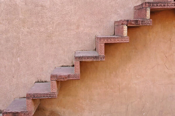 Stairs on wall, Fatehpur Sikri, in the state of Uttar Pradesh, India