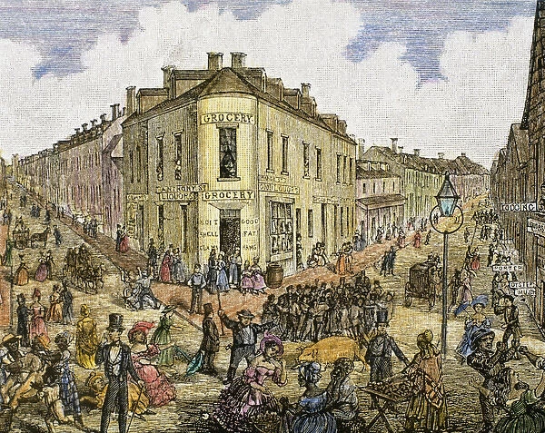 Streets junction. New York 1829. United States. Engraving