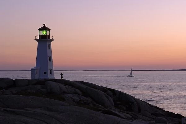 Sunset at Peggys Point Lighthouse, Peggys Cove, Nova Scotia, Canada