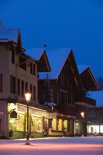 SWITZERLAND-Bern-GSTaD: Town Shops  /  Evening  /  Winter