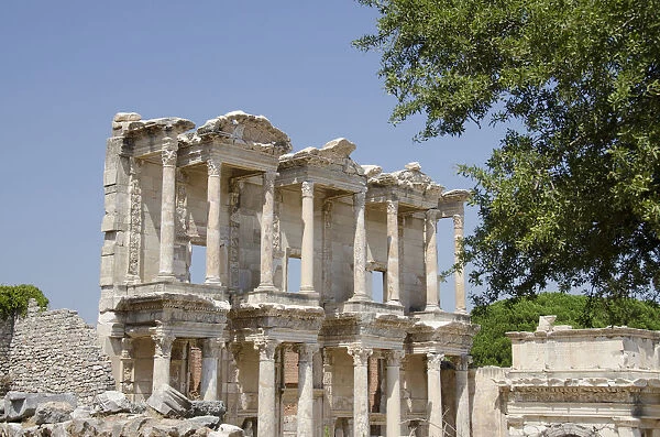 Turkey, Ephesus. Celsus Library, built in AD 114-117 by Tiberius for his father