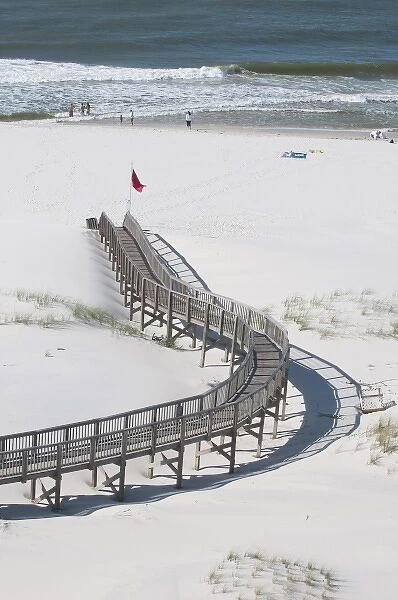 USA, Alabama, Gulf Shores. Red warning flag posted to indicate winds  /  tides causing