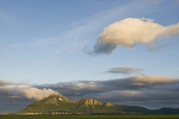 USA, Alaska, Katmai National Park, Windswept clouds above Cape Nukshak along Hallo