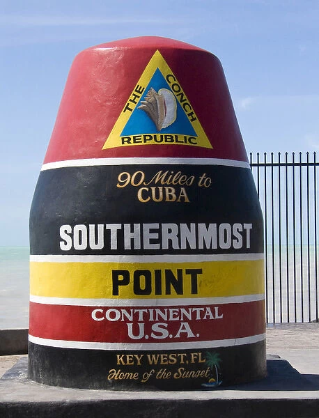 USA, Florida, Key West. Famous marker of the southernmost point in the United States