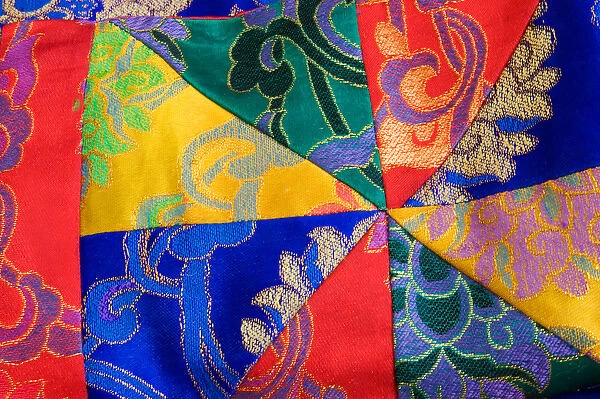 USA; Georgia; Savannah; Fabric from Nepal on display
