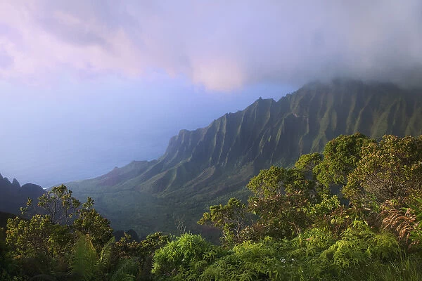 USA, Hawaii, Kauai. Kalalau Overlook of Na Pali Coast