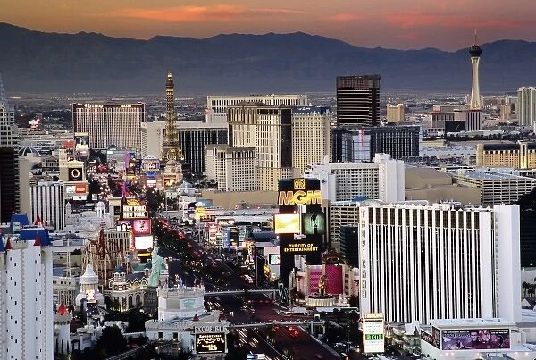 USA, Nevada, Las Vegas. Overview of city at sunset