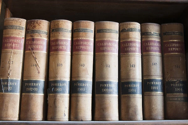 USA, Nevada. Old law books in library Virginia CIty, Nevada