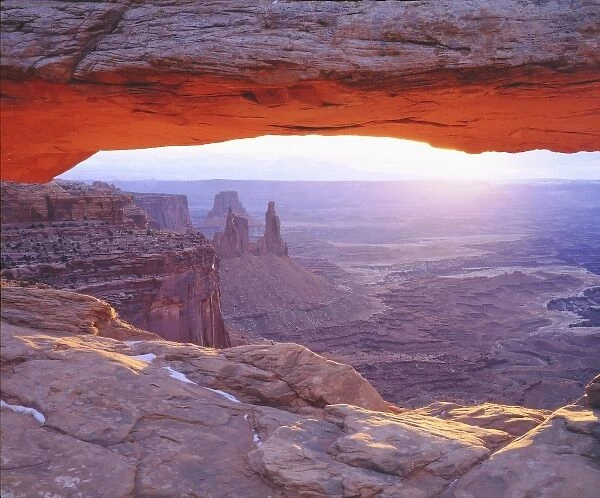 USA, Utah, Canyonlands National Park. Sandstone formations at sunrise