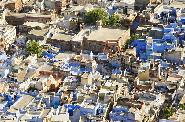 View of the blue city of Jodhpur from Mehrangarh Fort, Jodhpur, Rajasthan, India
