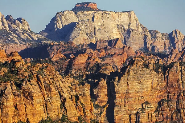 The West Temple at days end in Zion National Park, Utah, USA