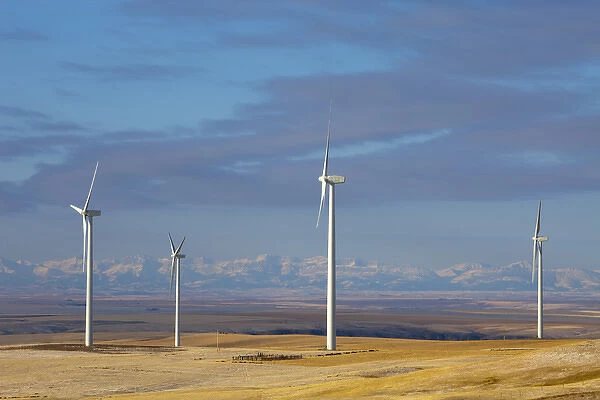 Windmill turbines at sunrise near Etheridge Montana