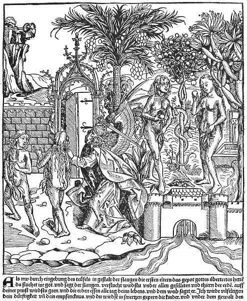ADAM & EVE. The tasting of forbidden fruit and the expulsion from Eden