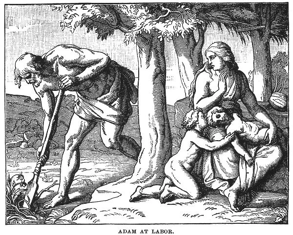 ADAM & EVE. Wood engraving, 19th century