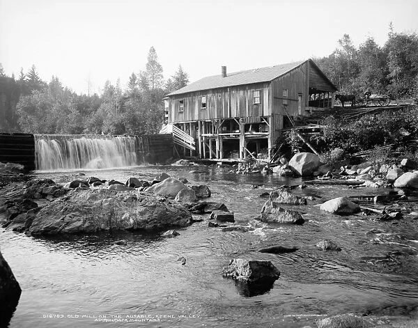 ADIRONDACKS, c1903. An old mill on the Ausable River near Keene Valley in the Adirondack