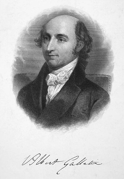 ALBERT GALLATIN (1761-1849). American financier and statesman. Steel engraving after Gilbert Stuart