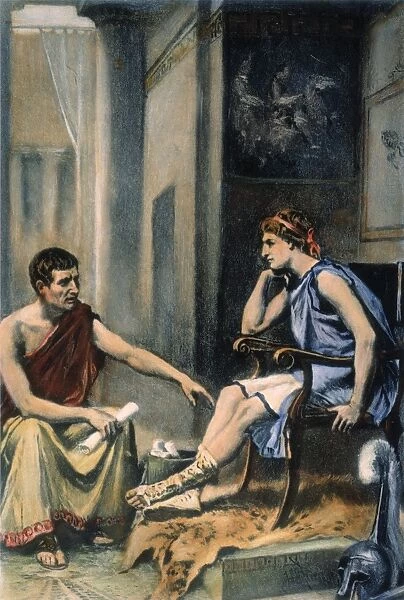 ALEXANDER & ARISTOTLE. Aristotle (384-322 B. C. ) tutoring Alexander the Great (356-323 B. C. ), c342-335 B. C. After a painting, c1895, by Jean Leon Gerome Ferris