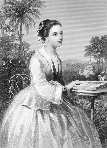ANNE HASSELTINE JUDSON (1789-1826). American Baptist missionary in Burma, wife of Adoniram Judson. Stipple engraving, American, 19th century