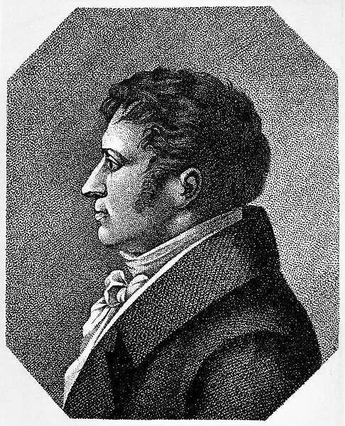 AUGUST von SCHLEGEL (1767-1845). German man of letters. Engraving by G. Zumpe, the earliest known portrait of Schlegel