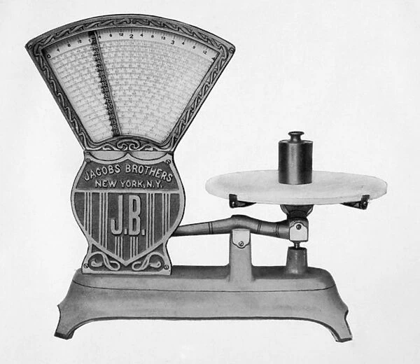 AUTOMATIC COMPUTING SCALE. Photograph from an American manufacturers catalog, 1918