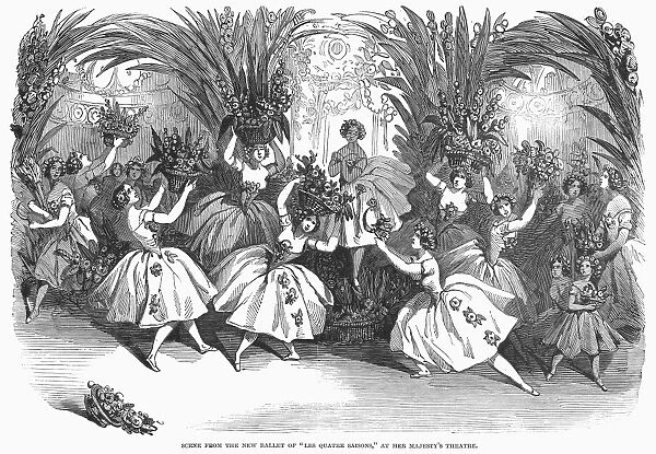 BALLET: LES QUATRE SAISONS. Scene from Les Quatre Saisons, choreographed by Jules Perrot and with music by Cesare Pugni. From a performance at Her Majestys Theater, London, England. Wood engraving from an English newspaper, 1848
