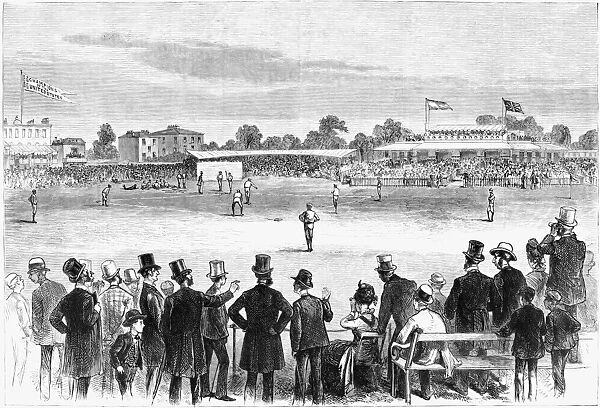 BASEBALL: ENGLAND, 1874. Base-ball in England - The match on Lords Cricket Grounds