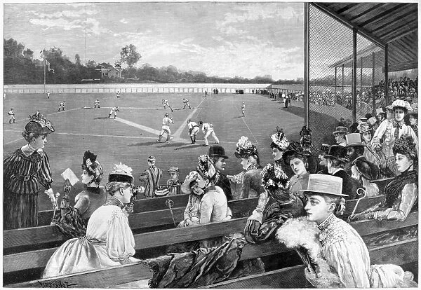 BASEBALL GAME, 1889. A Collegiate Game of Base-Ball. Spectators at a baseball game