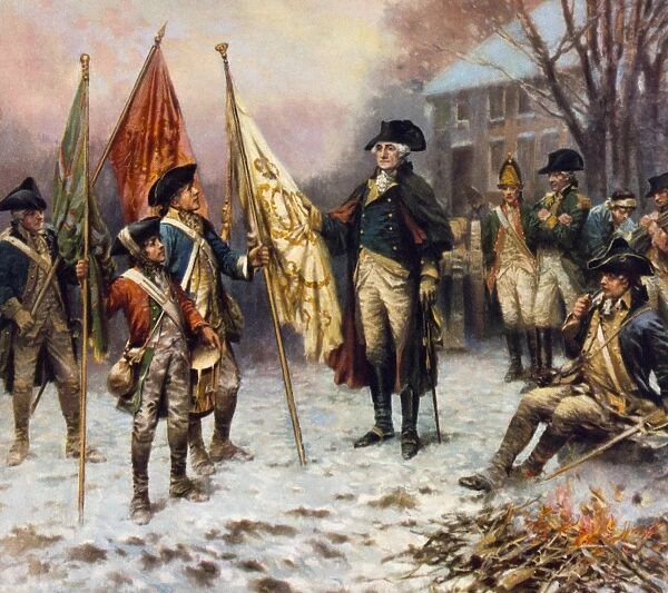 BATTLE OF TRENTON, 1776. General George Washington inspecting the captured British