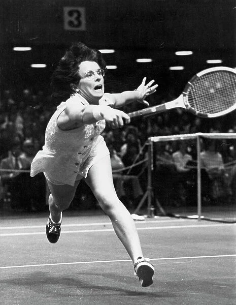 BILLIE JEAN KING. American tennis player. Photographed during the San Francisco tennis tournament in January 1974