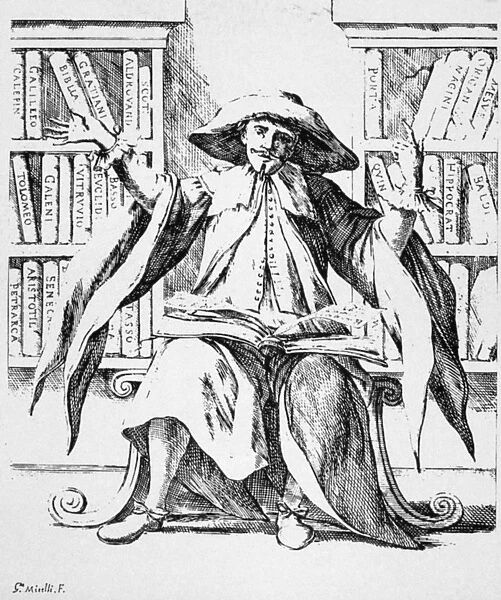 BOOKSELLER, 17th CENTURY. Etching, late 17th century, by Giuseppe Maria Mitelli