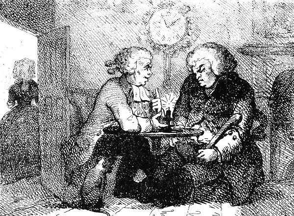 BOSWELL & JOHNSON. Thomas Rowlandsons satirical etching of Scottish lawyer