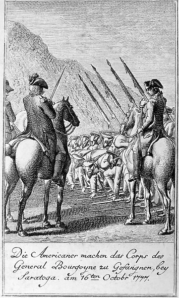 British General John Burgoyne surrenders his army to General Horatio Gates at Saratoga, New York, 17 October 1777. Engraving by Berger, after Daniel Chodowiecki, 1784