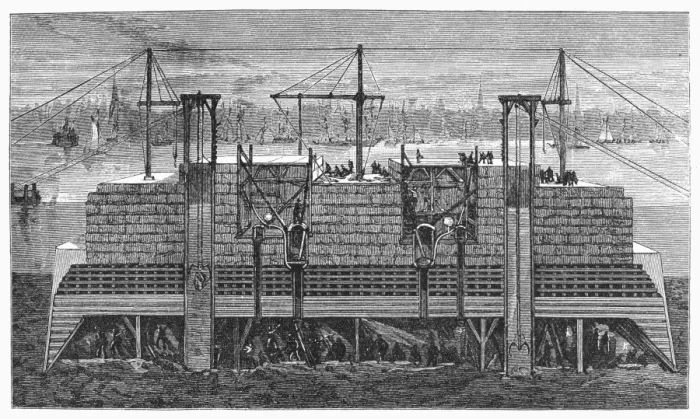 Framed Print : Cross Section of a Brooklyn Bridge Caisson Print