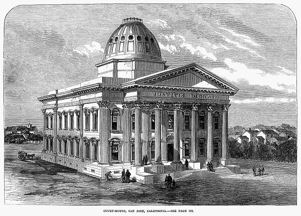 CALIFORNIA: COURTHOUSE. Courthouse at San Jose, California. Wood engraving, 1852