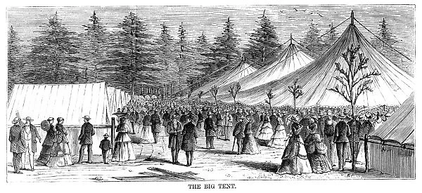 CAMP MEETING, 1869. The big tent at the national Methodist camp meeting, 6-15 July 1869