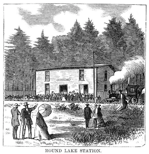CAMP MEETING, 1869. Round Lake Station at Round Lake, New York, the site of the