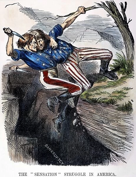 CARTOON: CIVIL WAR, 1862. The Sensation Struggle in Americ. 1862 English cartoon on the enormous cost, in both men and money, of the Civil War in America