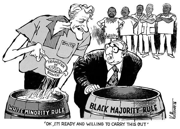CARTOON: RHODESIA, 1976. OK, I m ready and willing to carry this out