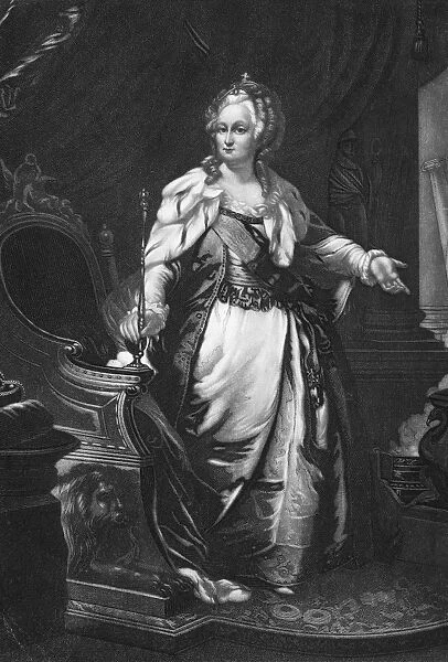 CATHERINE II (1729-1796). Empress of Russia, 1762-96. Mezzotint, American, 1865