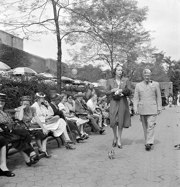 CENTRAL PARK, 1942. Outside the Central Park restaurant in New York City