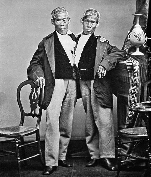 CHANG AND ENG (1811-1874). The original Siamese Twins. Photographed by Mathew Brady