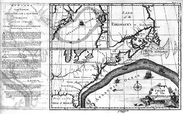 A chart of the east coast of America and the Gulf Stream, printed by Benjamin Franklin, 1786