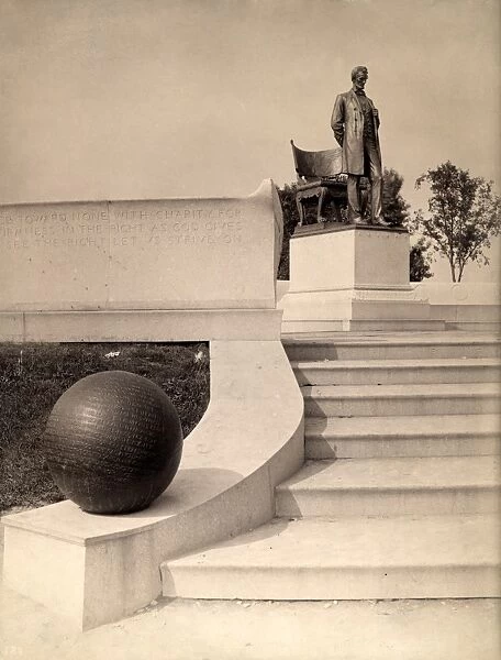 CHICAGO: LINCOLN PARK, c1900. Standing Lincoln by Augustus Saint-Gaudens, atop