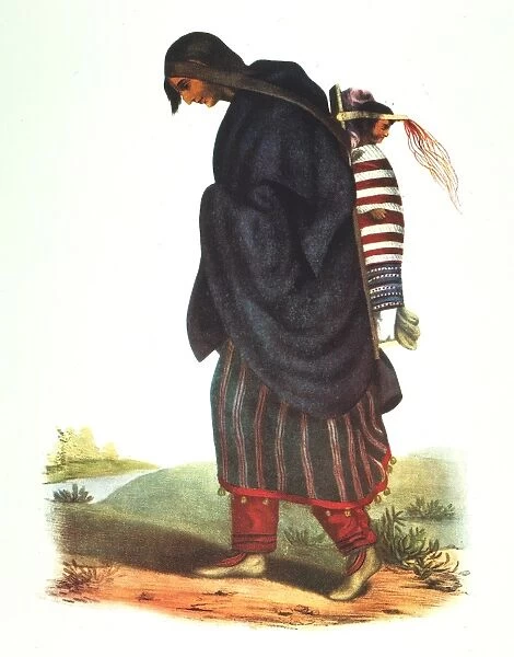 CHIPPEWA MOTHER, 1826. Chippewa woman and child. Lithograph after a painting, 1826